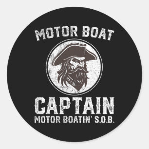 Adesivo Redondo Capitão de Barco Motor Funny Pontoon Motor Boa