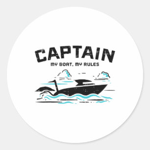 Adesivo Redondo Capitão do Meu Barco Regras Pontão Proprietário Ba