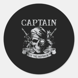 Adesivo Redondo Capitão do navio mostra capitão pirata engraçado b