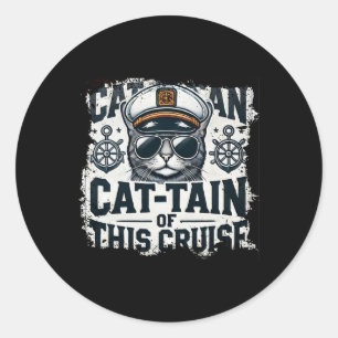 Adesivo Redondo Capitão Gatinho do Kit de Férias Marítimas do Navi