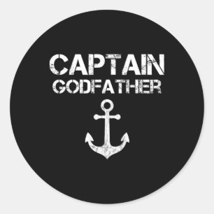 Adesivo Redondo Capitão Goddad Pontoon Lago Sailor Barco de Pesca