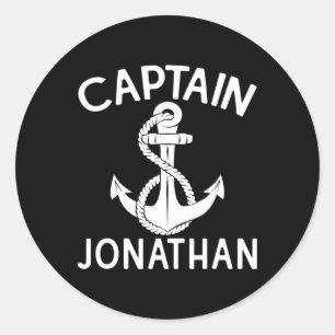Adesivo Redondo Capitão Jonathan Boat Anchor Yacht Barco Nave