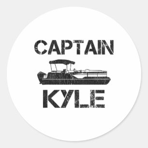 Adesivo Redondo Capitão Kyle Pontoon Nome de Barco Personalizado F