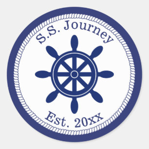 Adesivo Redondo Capitão náutico - Nome do barco