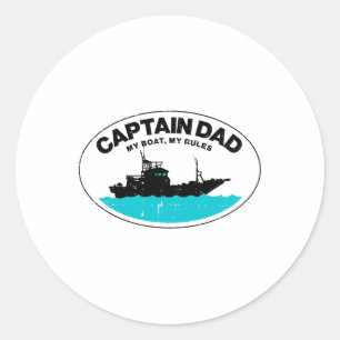Adesivo Redondo Capitão Pai Meu Barco Regras Divertido Dono Barque