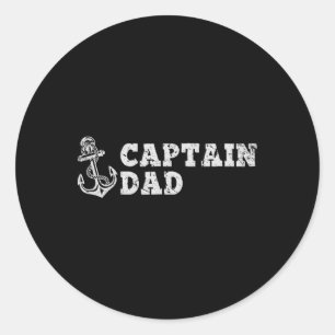 Adesivo Redondo Capitão Pai Navegando Em Barco Vintage Âncora De B