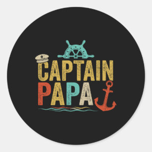 Adesivo Redondo Capitão Papa Pontoon Lago Marinheiro Pescaria Emba