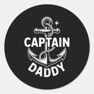 Adesivo Redondo Capitão Papai Presente Divertido Náutico de Barco