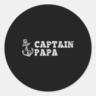 Adesivo Redondo Capitão Papai Velho Navegando Âncora de Barco F