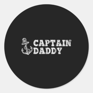 Adesivo Redondo Capitão Papai Velho Navio Navegando Âncora de Barc