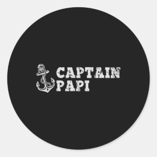 Adesivo Redondo Capitão Papi Navegação Barco Vintage Âncora de Bar