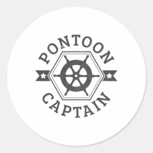 Adesivo Redondo Capitão Pontoon - Barco Náutico de Barcos Pontooni
