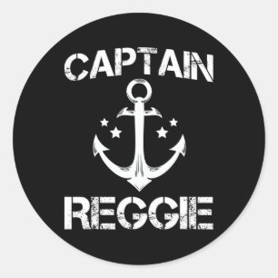 Adesivo Redondo Capitão Reggie Funny Birthday Nome Personalizado B