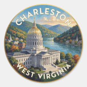 Adesivo Redondo Capitol do West Virginia em Charleston
