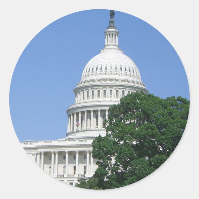 Adesivo Redondo Capitólio em Washington DC (Frente)