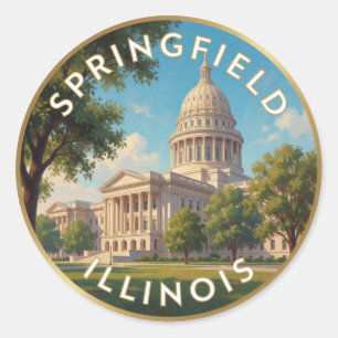 Adesivo Redondo Capitólio Estadual de Springfield Illinois 🌽