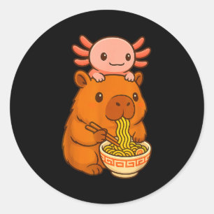 Adesivo Redondo Capivara Anime Ramen Axolote Gráfico Engraçado Kaw