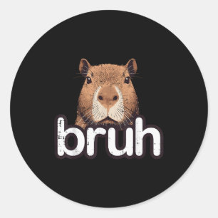 Adesivo Redondo Capivara Bruh Engraçado Capy Meme Roedor Homens Me