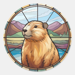 Adesivo Redondo Capivara, Capivara Fofa, Capivara Engraçada