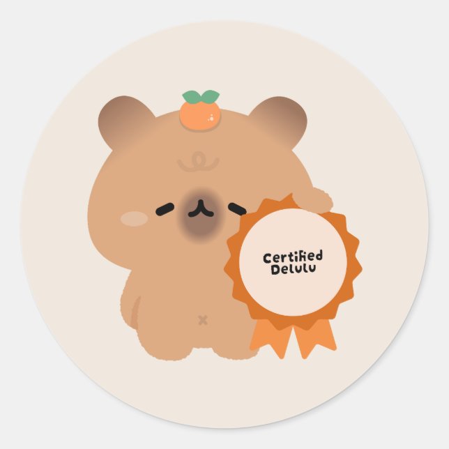 Adesivo Redondo Capivara Delulu Certificada (Frente)