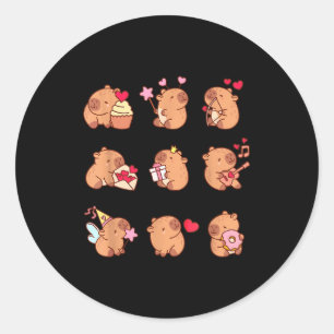 Adesivo Redondo Capivara Dia dos Namorados Engraçado Capy Amantes 