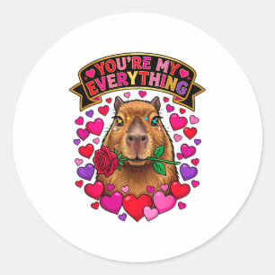 Adesivo Redondo Capivara Dia dos Namorados Rosa Você é Tudo Para M