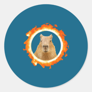 Adesivo Redondo Capivara Eclipse Meme Animal Solar