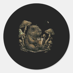 Adesivo Redondo Capivara Emo Gótica Punk Boba Roedor Engraçado