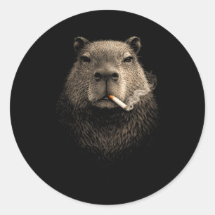 Adesivo Redondo Capivara meme de fumar engraçado estética retrô vi
