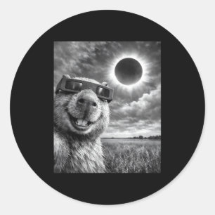 Adesivo Redondo Capivara Selfie Animal Engraçado Gráfico do Eclips