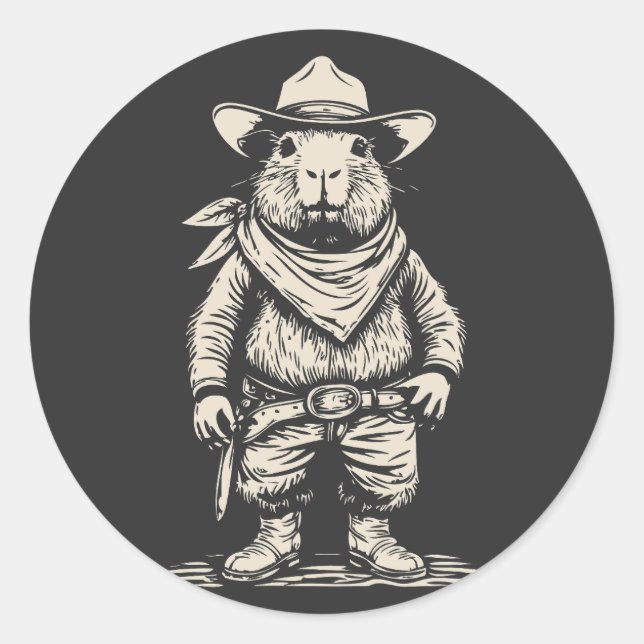 Adesivo Redondo capivara vaqueira (Frente)