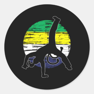 Adesivo Redondo Capoeira Retro - Amante de Artes Marciais Kickboxi