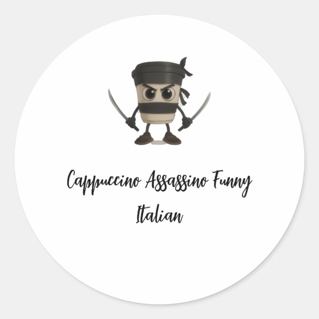 Adesivo Redondo Cappuccino Assassino Funny Italian (Frente)