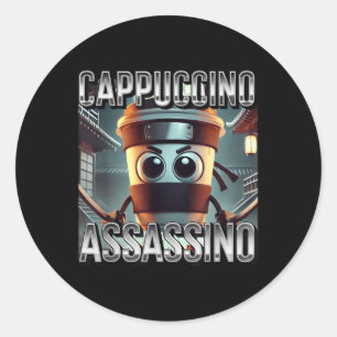 Adesivo Redondo Cappuccino Ino Café Amante Do Brainrot Memória Ita