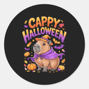 Adesivo Redondo Cappy Dia das Bruxas Capivara Bruxa 