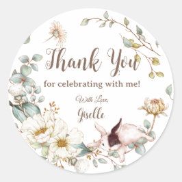 Adesivo Redondo Caprichoso Boho Chic Coelho Coelho Botânico Floral