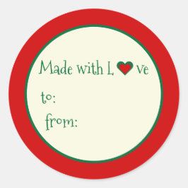 Adesivo Redondo Caprichoso Festivo Feito com Amor Presente para Es