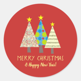 Adesivo Redondo Caprichoso Vermelho Feliz Natal