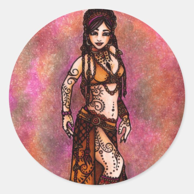 Adesivo Redondo Capricorn Tribal Belly Dancer (Frente)
