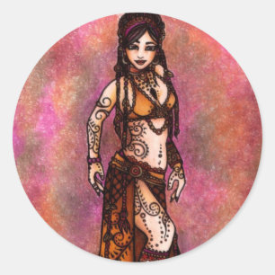 Adesivo Redondo Capricorn Tribal Belly Dancer