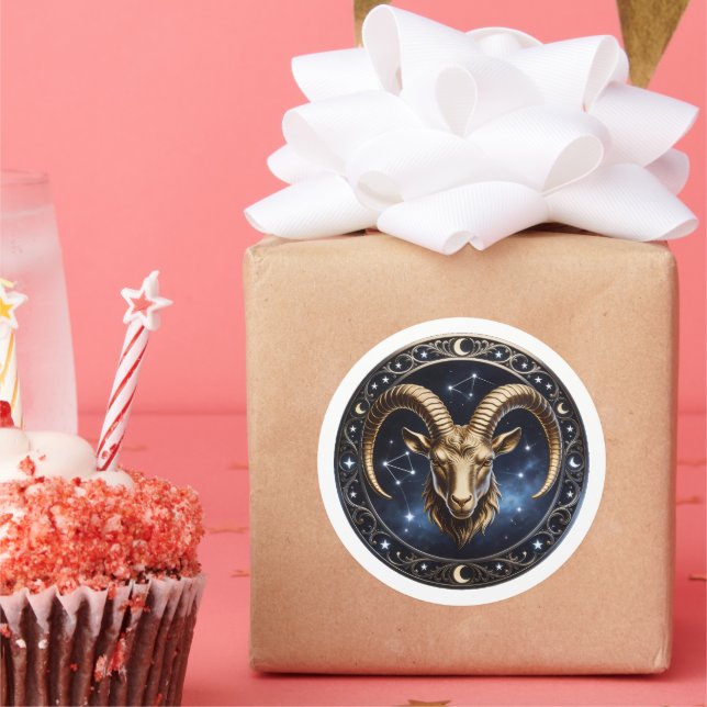 Adesivo Redondo Capricorn Zodiac Sea Goat (Festa)