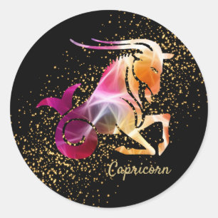 Adesivo Redondo Capricórnio - Sinal Zodiac