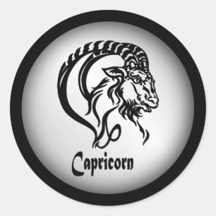 Adesivo Redondo Capricórnio Zodiac - Símbolo Prateado