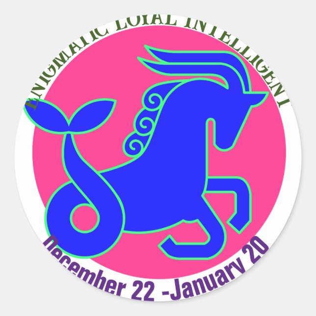 Adesivo Redondo Capricórnio Zodiac - Sinal personalizado (Frente)