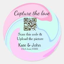 Capture o amor adicione QR scan mármore rosa azul