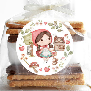 Adesivo Redondo Capuzinho Vermelho Fofo Caprichoso