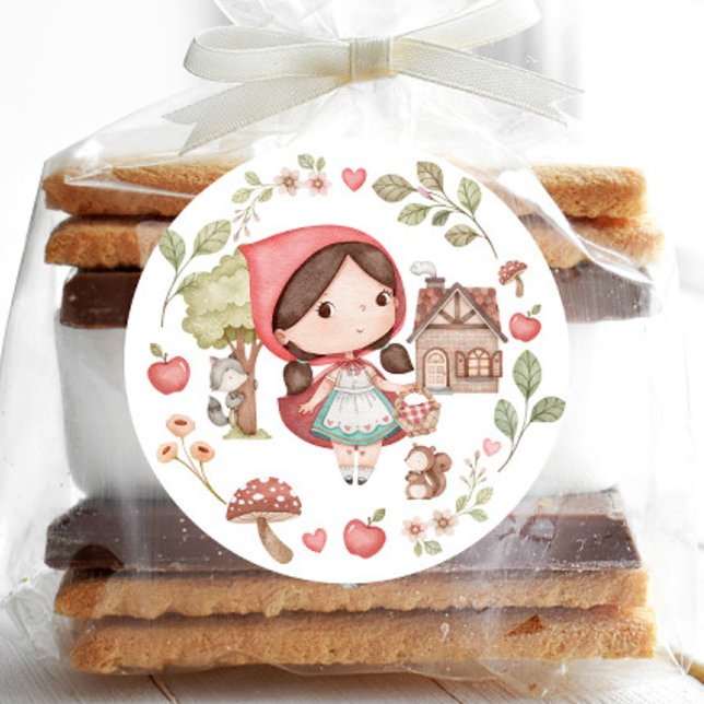 Adesivo Redondo Capuzinho Vermelho Fofo Caprichoso (Criador carregado)