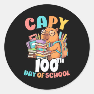 Adesivo Redondo Capy 100º dia de escola capivara 100 dias de