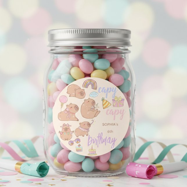 Adesivo Redondo Capy capy birthday (Criador carregado)