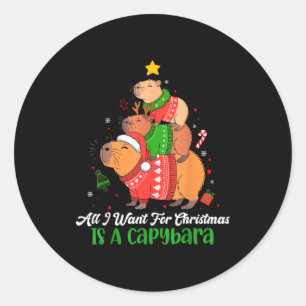 Adesivo Redondo Capy Natal Fofo Capivara Árvore de Natal Pjs Anima